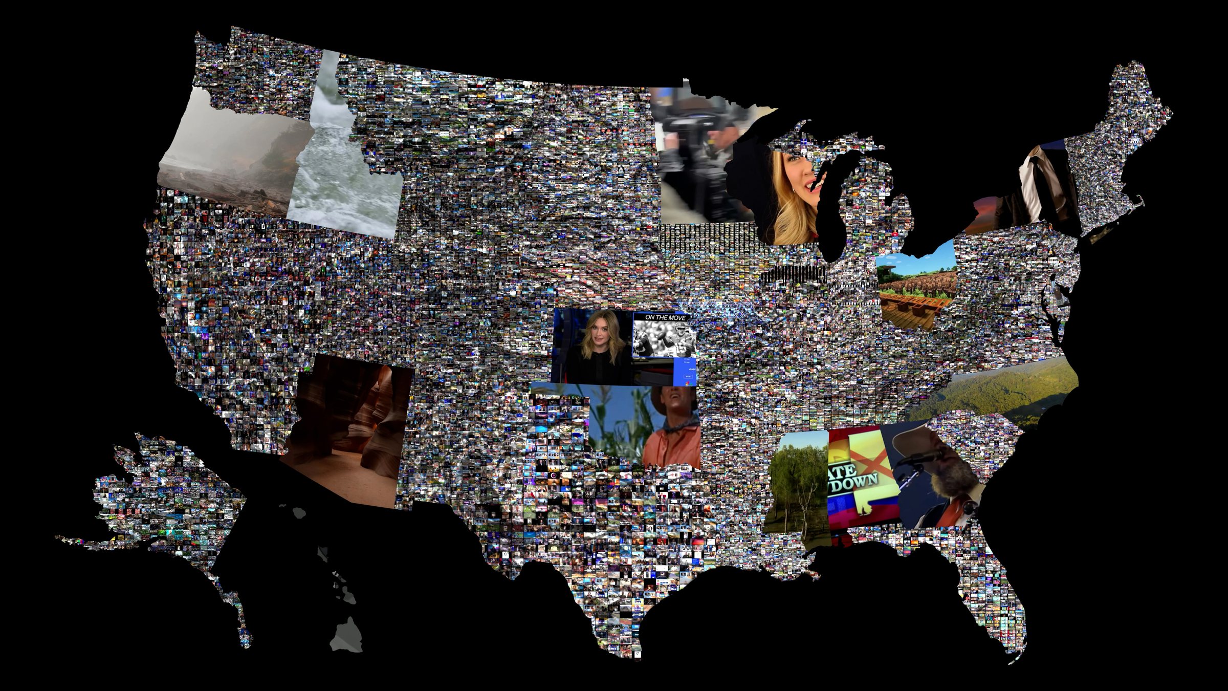A thousand videos per state, remapped onto the geographic form of each